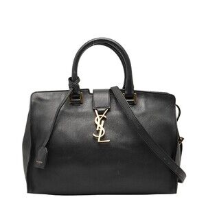 Saint Laurent Cabas Handbag Shoulder Bag Black Leather